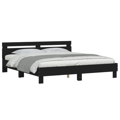 Bed Frame with LED without Mattress Black 200x200 cm