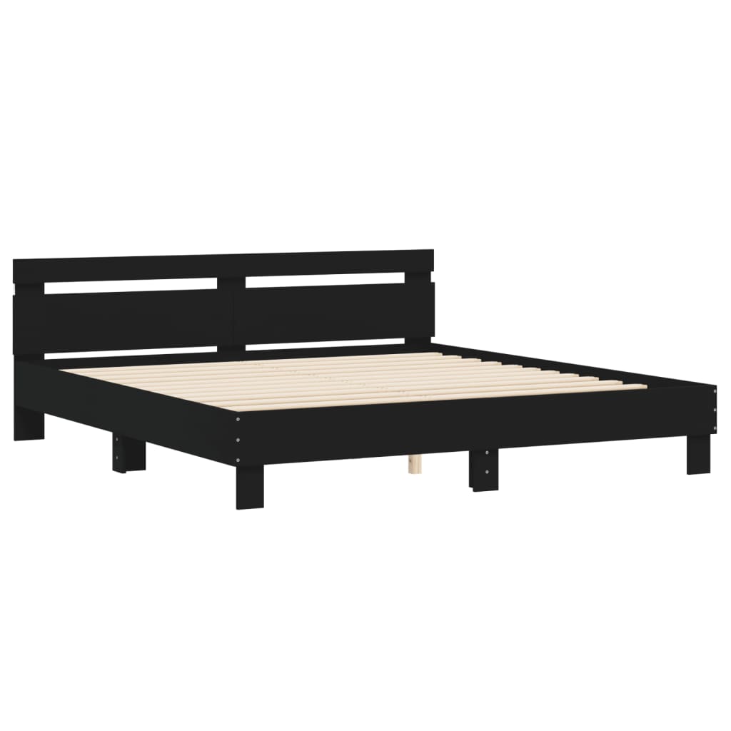 Bed Frame with LED without Mattress Black 200x200 cm