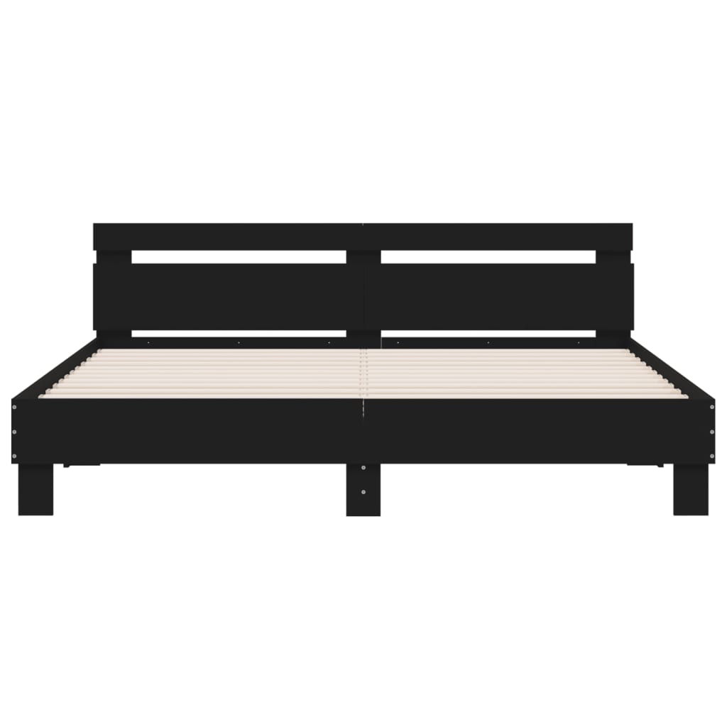 Bed Frame with LED without Mattress Black 200x200 cm