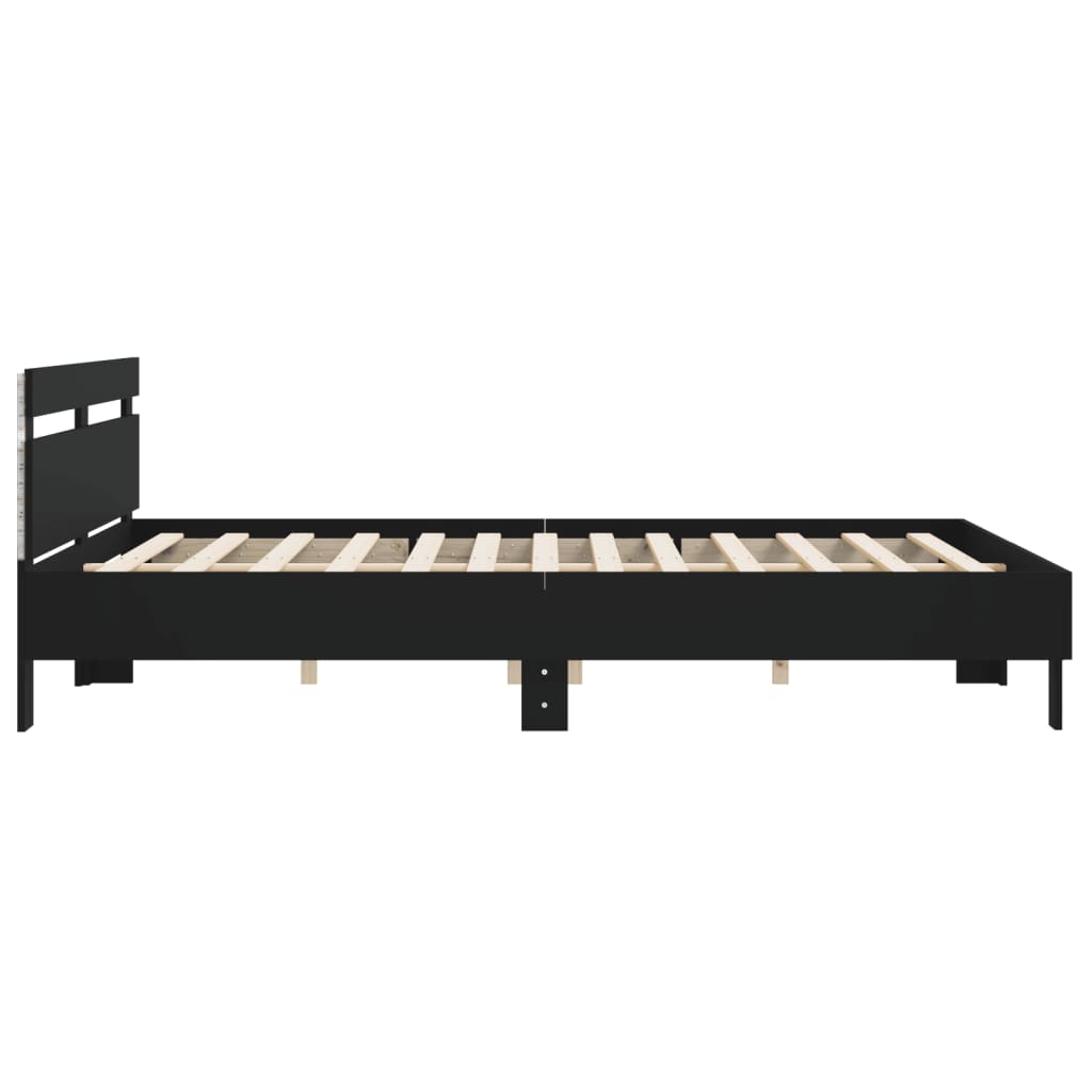 Bed Frame with LED without Mattress Black 200x200 cm