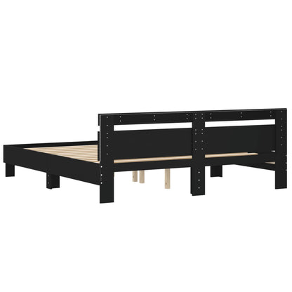 Bed Frame with LED without Mattress Black 200x200 cm