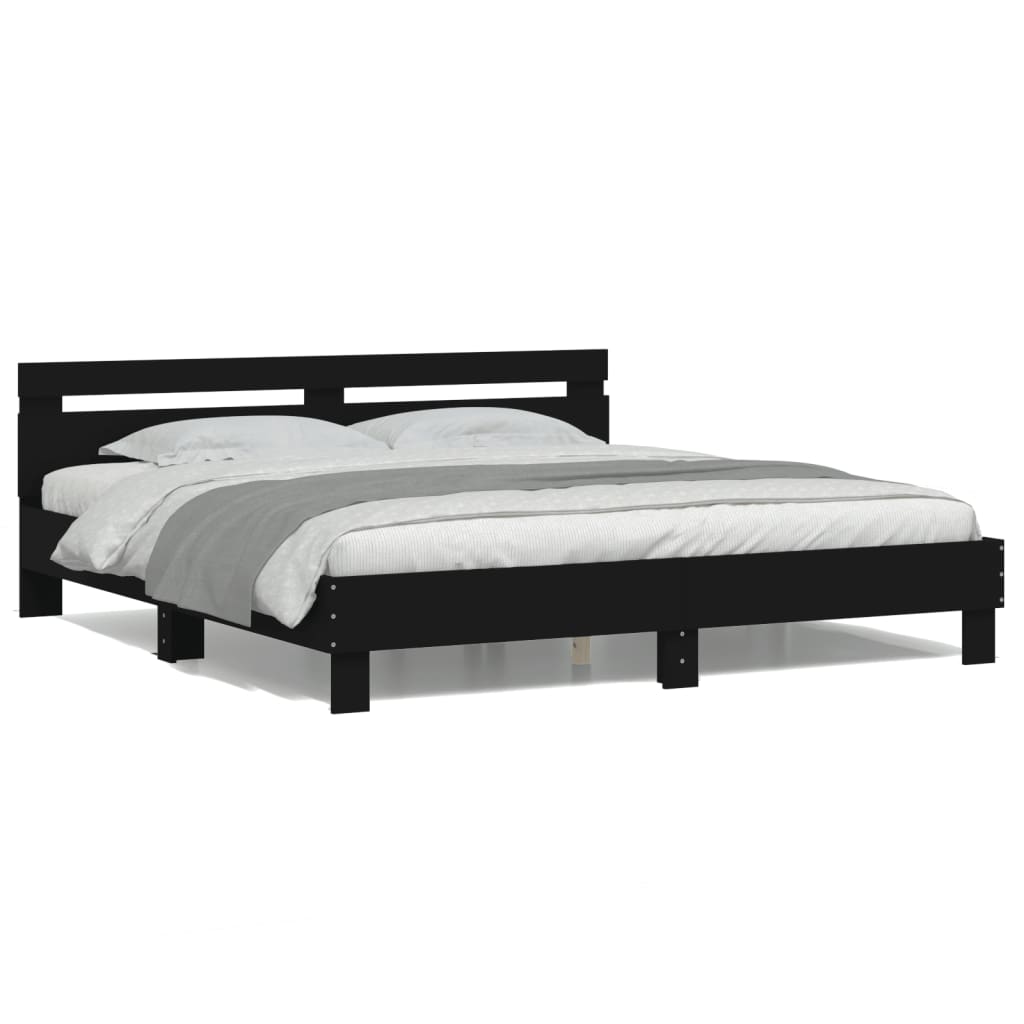 Bed Frame with LED without Mattress Black 200x200 cm