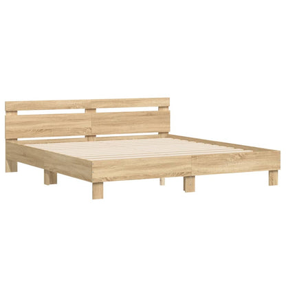 Bed Frame with LED without Mattress Sonoma Oak 160x200 cm