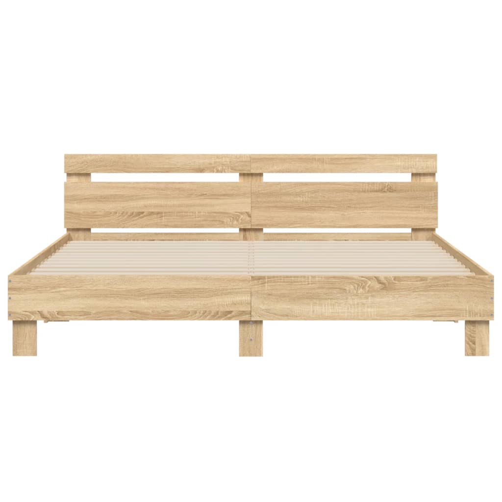 Bed Frame with LED without Mattress Sonoma Oak 160x200 cm