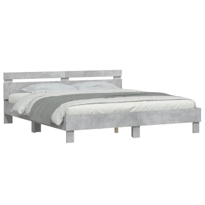 Bed Frame with LED without Mattress Concrete Grey 160x200 cm