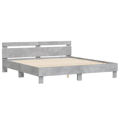 Bed Frame with LED without Mattress Concrete Grey 160x200 cm