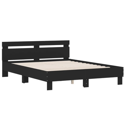 Bed Frame with Headboard and LED Black 150x200 cm King Size