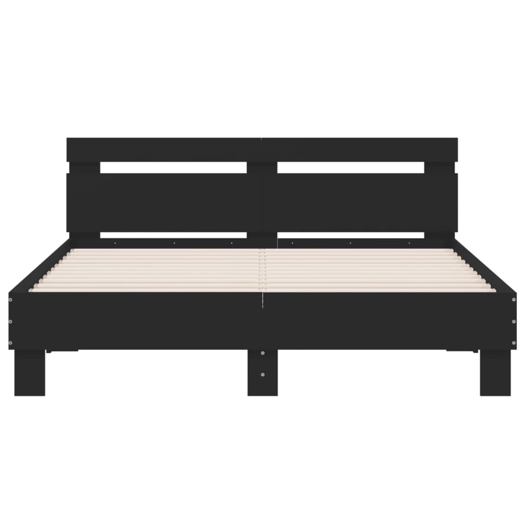 Bed Frame with Headboard and LED Black 150x200 cm King Size