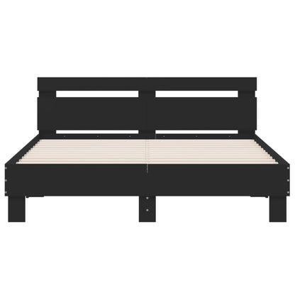 Bed Frame with Headboard and LED Black 150x200 cm King Size