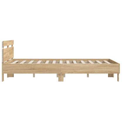 Bed Frame with LED without Mattress Sonoma Oak 150x200 cm King Size