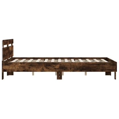 Bed Frame with LED without Mattress Smoked Oak 150x200 cm King Size