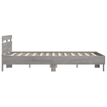 Bed Frame with Headboard and LED Grey Sonoma 150x200 cm King Size