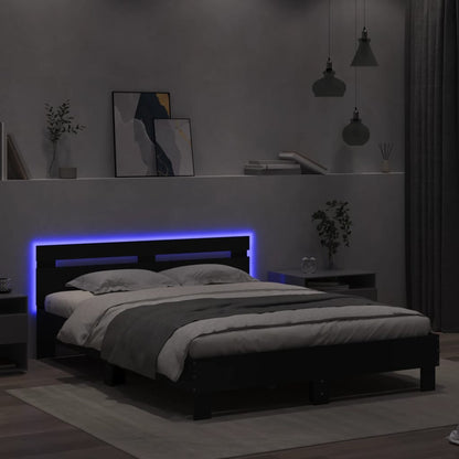 Bed Frame with LED without Mattress Black 140x200 cm