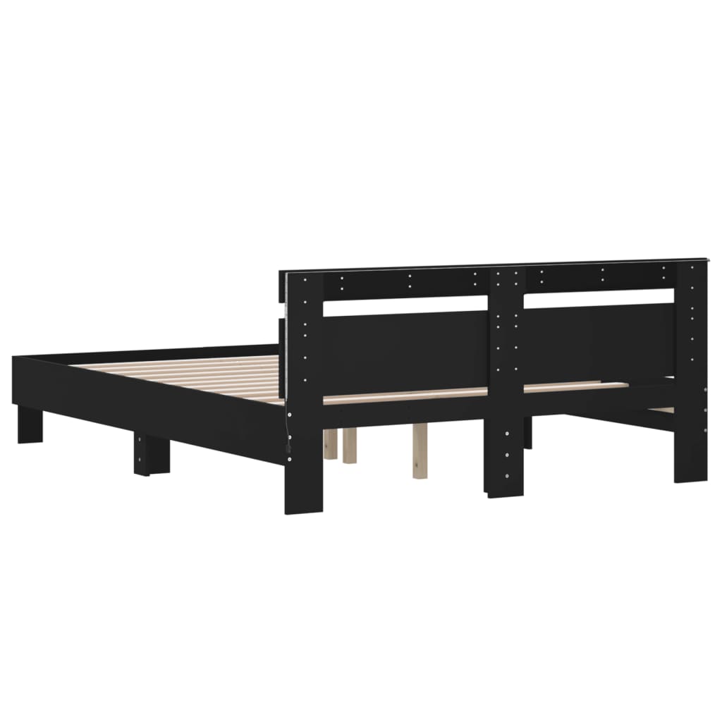 Bed Frame with LED without Mattress Black 140x200 cm