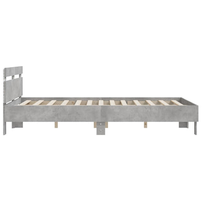 Bed Frame with LED without Mattress Concrete Grey 140x200 cm