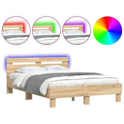 Bed Frame with LED without Mattress Sonoma Oak 120x200 cm