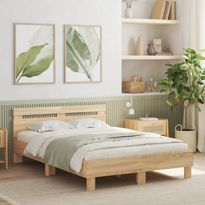 Bed Frame with LED without Mattress Sonoma Oak 120x200 cm