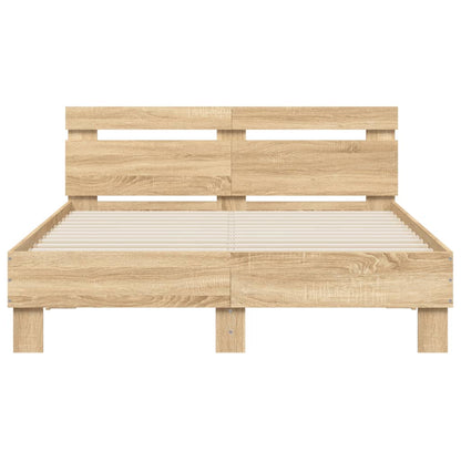 Bed Frame with LED without Mattress Sonoma Oak 120x200 cm