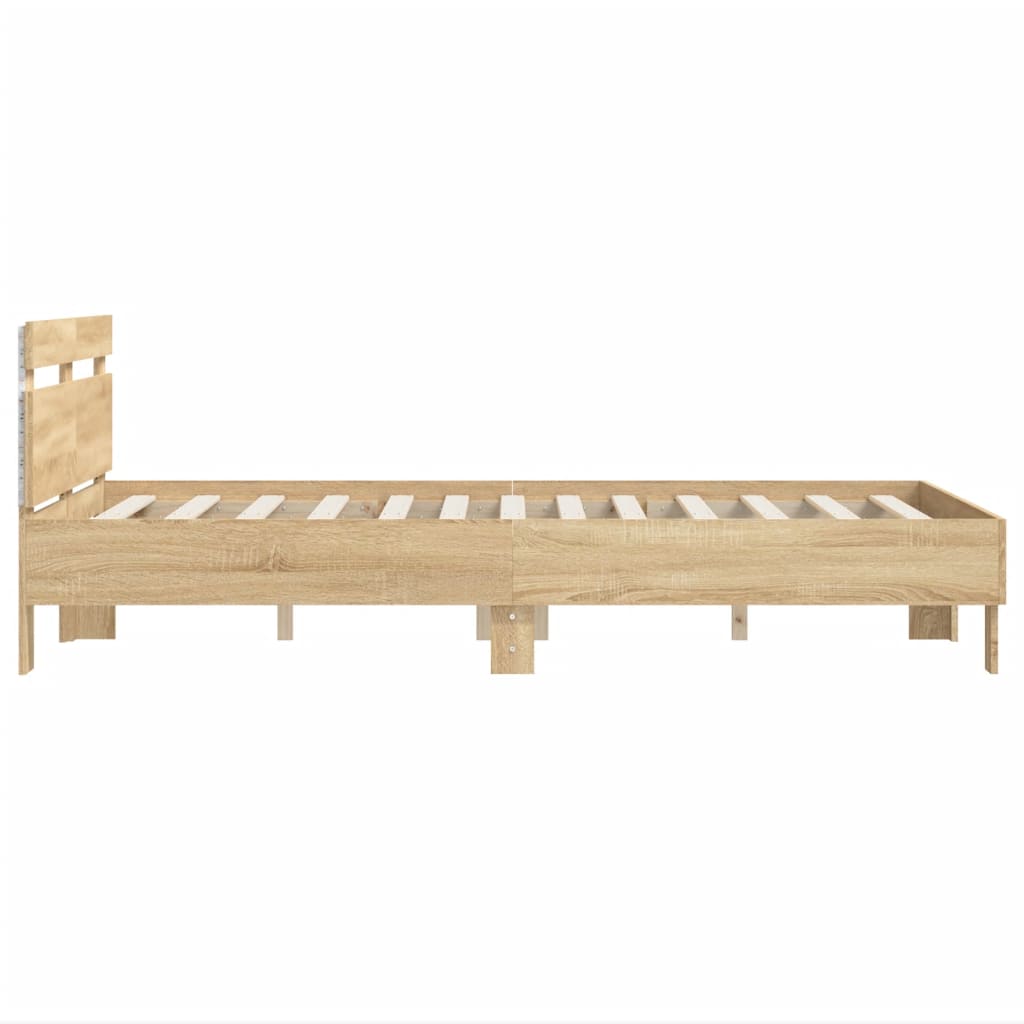 Bed Frame with LED without Mattress Sonoma Oak 120x200 cm