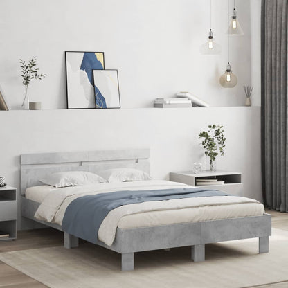 Bed Frame with LED without Mattress Concrete Grey 120x200 cm