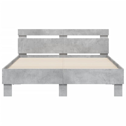 Bed Frame with LED without Mattress Concrete Grey 120x200 cm