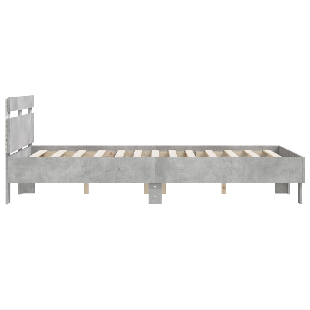 Bed Frame with LED without Mattress Concrete Grey 120x200 cm