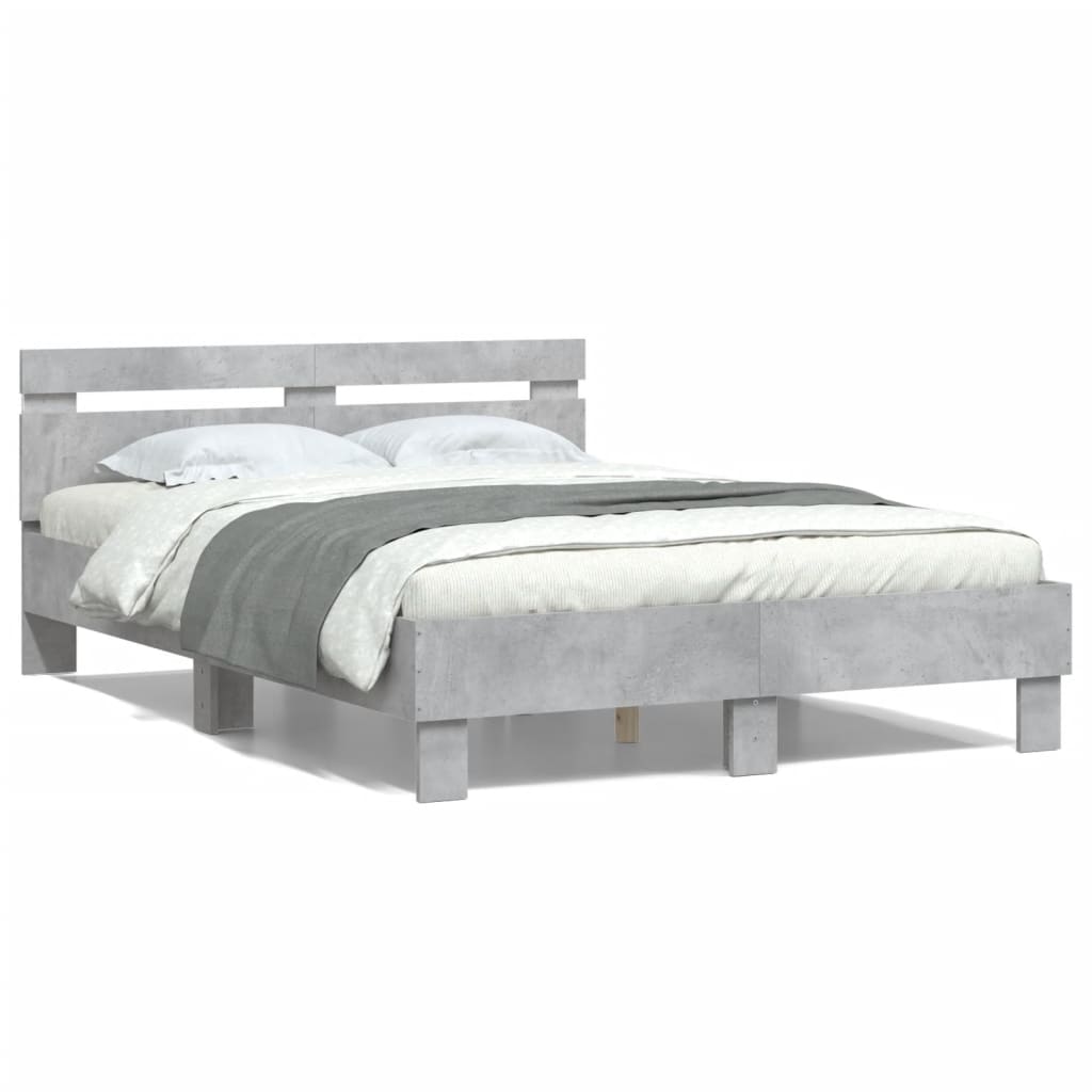 Bed Frame with LED without Mattress Concrete Grey 120x200 cm