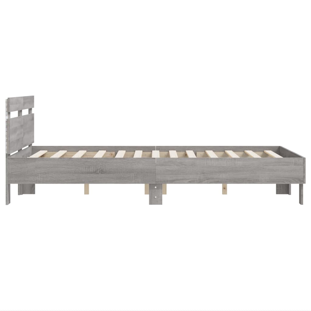 Bed Frame with Headboard and LED Grey Sonoma 120x200 cm