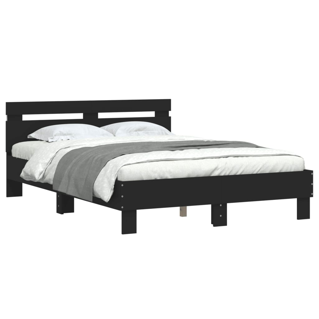 Bed Frame with LED without Mattress Black 120x190 cm Small Double