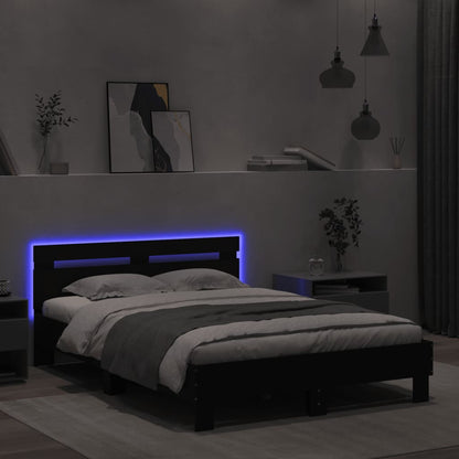 Bed Frame with LED without Mattress Black 120x190 cm Small Double