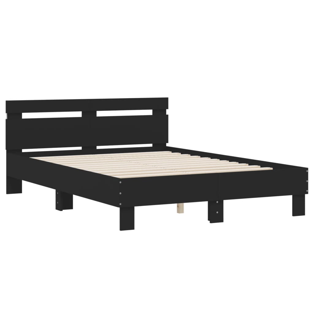 Bed Frame with LED without Mattress Black 120x190 cm Small Double