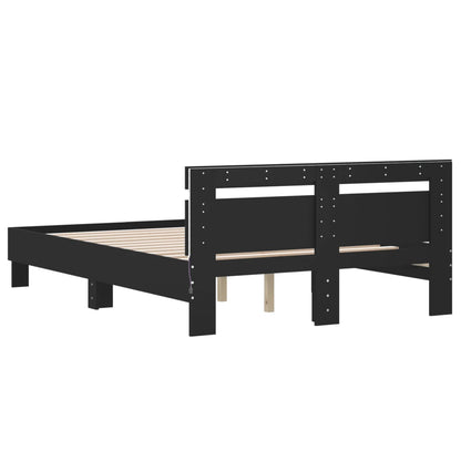 Bed Frame with LED without Mattress Black 120x190 cm Small Double