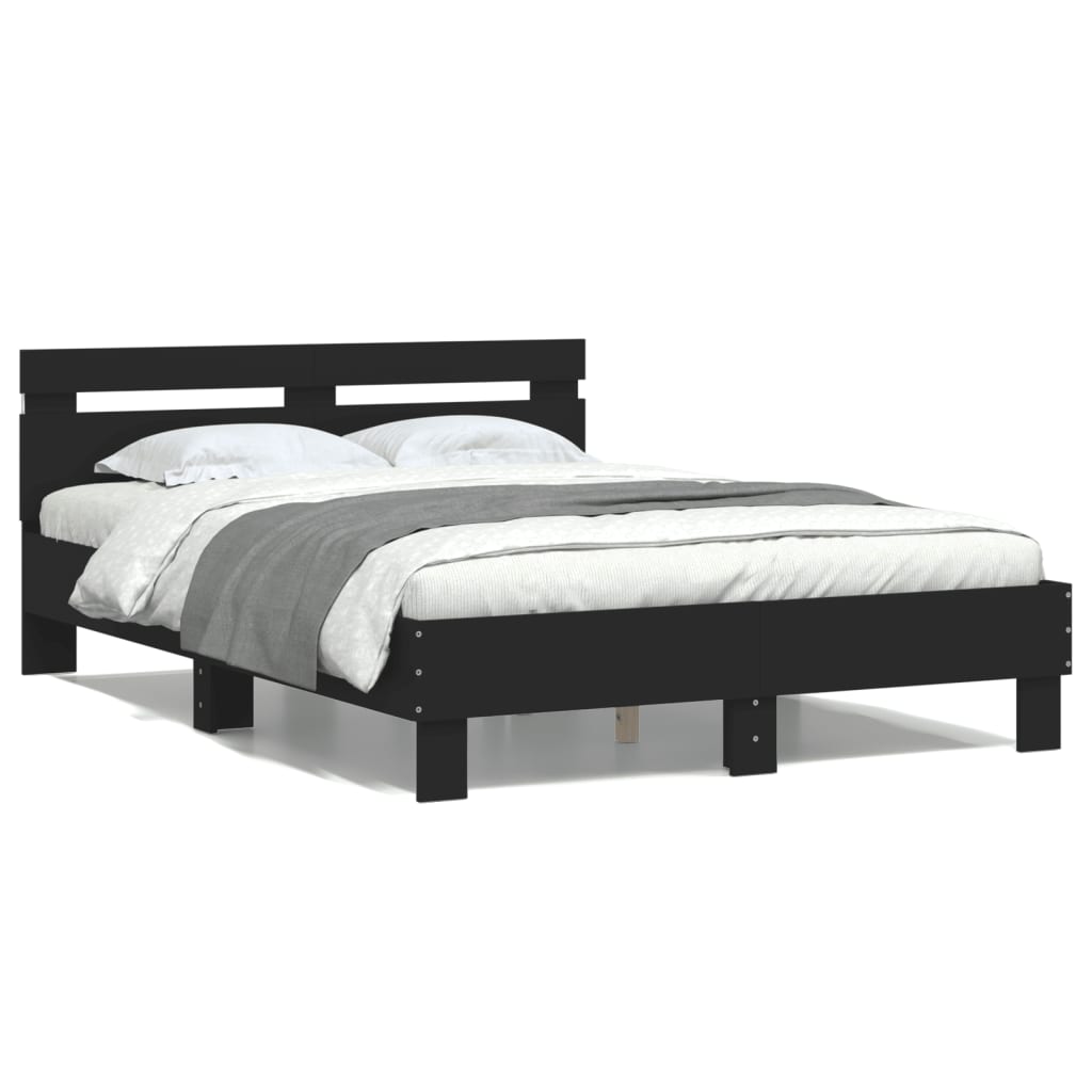 Bed Frame with LED without Mattress Black 120x190 cm Small Double