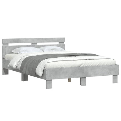 Bed Frame with LED without Mattress Concrete Grey 120x190 cm Small Double