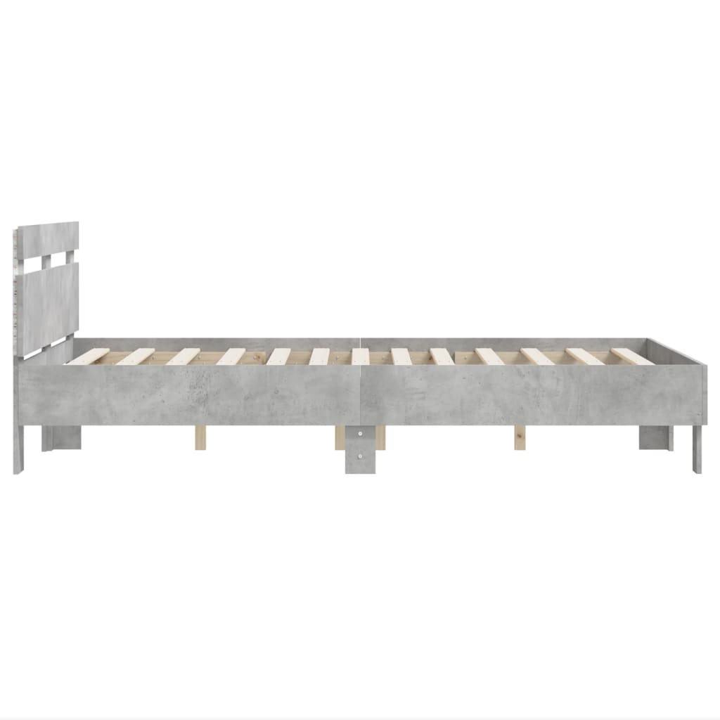 Bed Frame with LED without Mattress Concrete Grey 120x190 cm Small Double