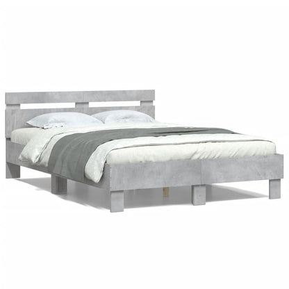 Bed Frame with LED without Mattress Concrete Grey 120x190 cm Small Double