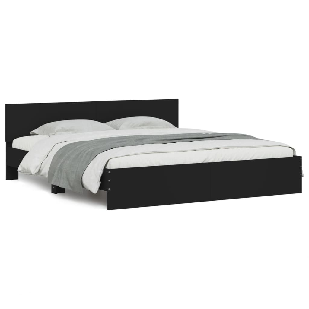 Bed Frame with LED without Mattress Black 180x200 cm Super King