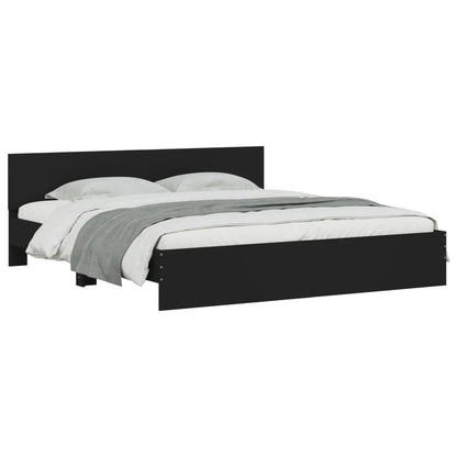 Bed Frame with LED without Mattress Black 180x200 cm Super King