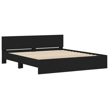 Bed Frame with LED without Mattress Black 180x200 cm Super King