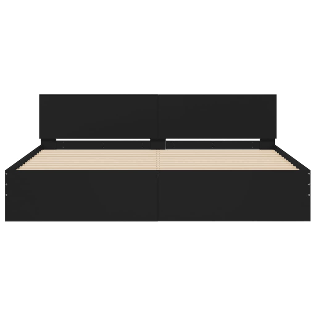 Bed Frame with LED without Mattress Black 180x200 cm Super King