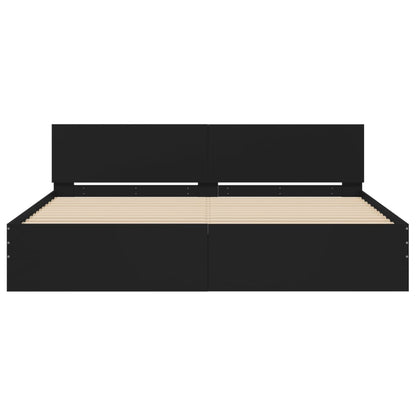 Bed Frame with LED without Mattress Black 180x200 cm Super King