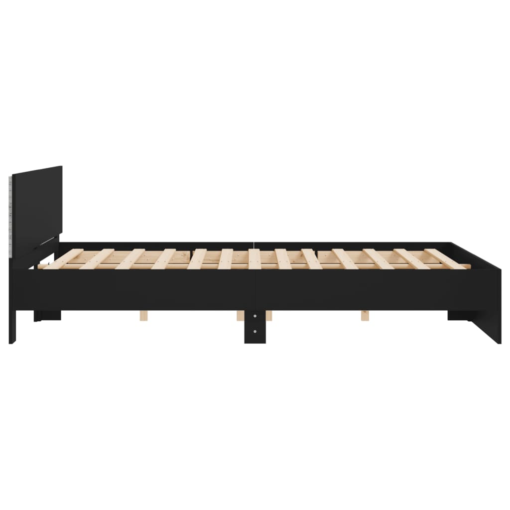 Bed Frame with LED without Mattress Black 180x200 cm Super King