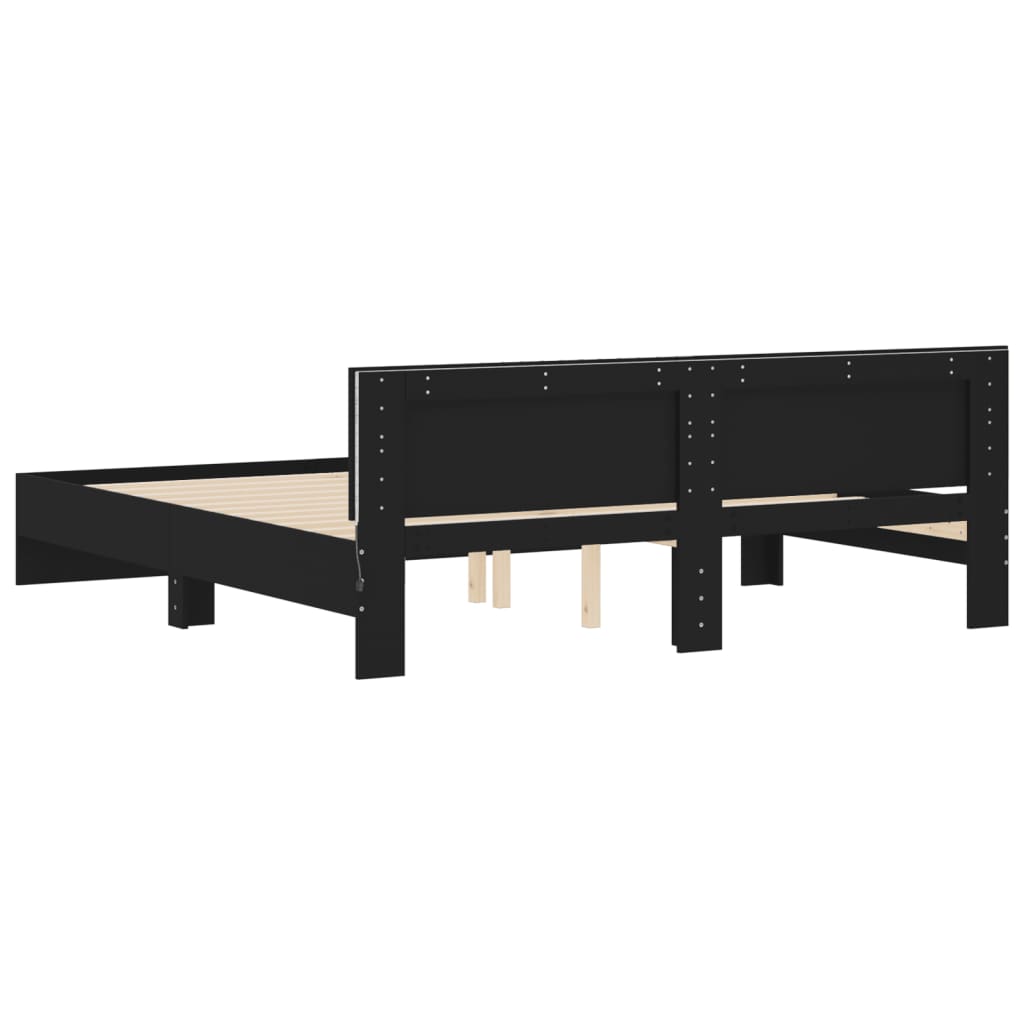 Bed Frame with LED without Mattress Black 180x200 cm Super King