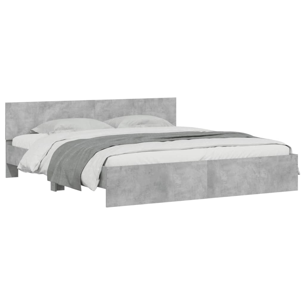 Bed Frame with LED without Mattress Concrete Grey 180x200 cm Super King