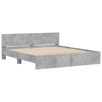 Bed Frame with LED without Mattress Concrete Grey 180x200 cm Super King