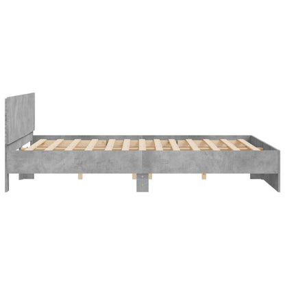 Bed Frame with LED without Mattress Concrete Grey 180x200 cm Super King