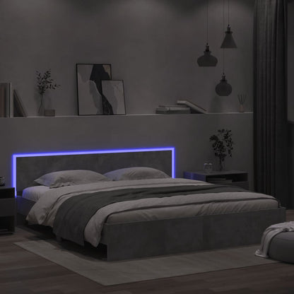 Bed Frame with LED without Mattress Concrete Grey 180x200 cm Super King