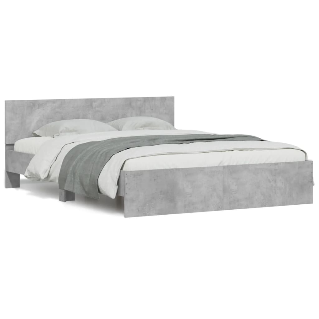 Bed Frame with LED without Mattress Concrete Grey 160x200 cm