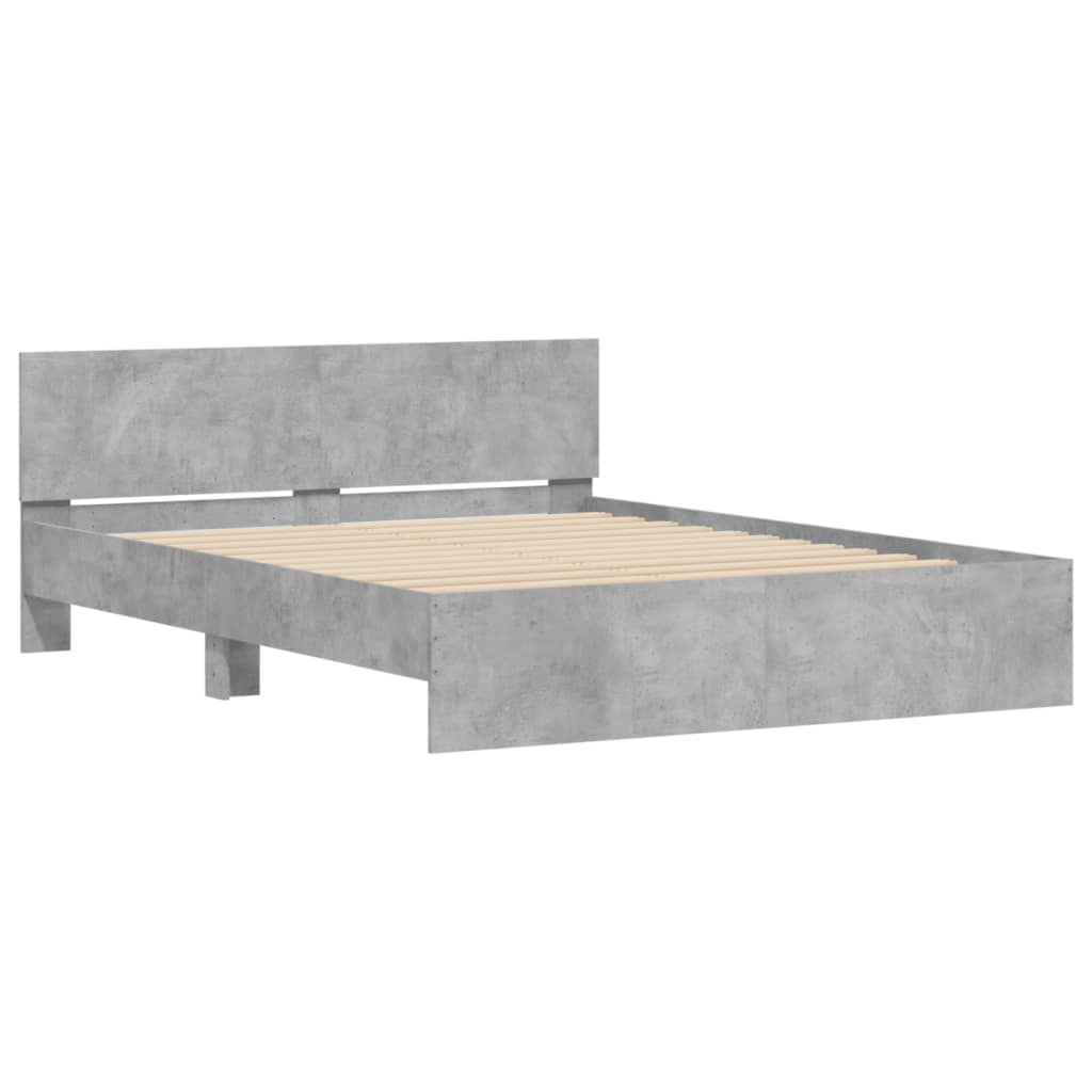 Bed Frame with LED without Mattress Concrete Grey 160x200 cm