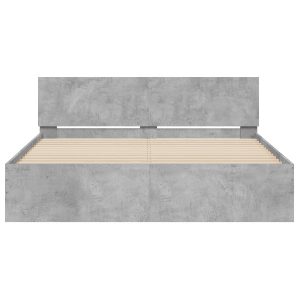 Bed Frame with LED without Mattress Concrete Grey 160x200 cm